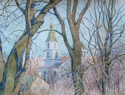 Oil Painting Nature Landscape Village 