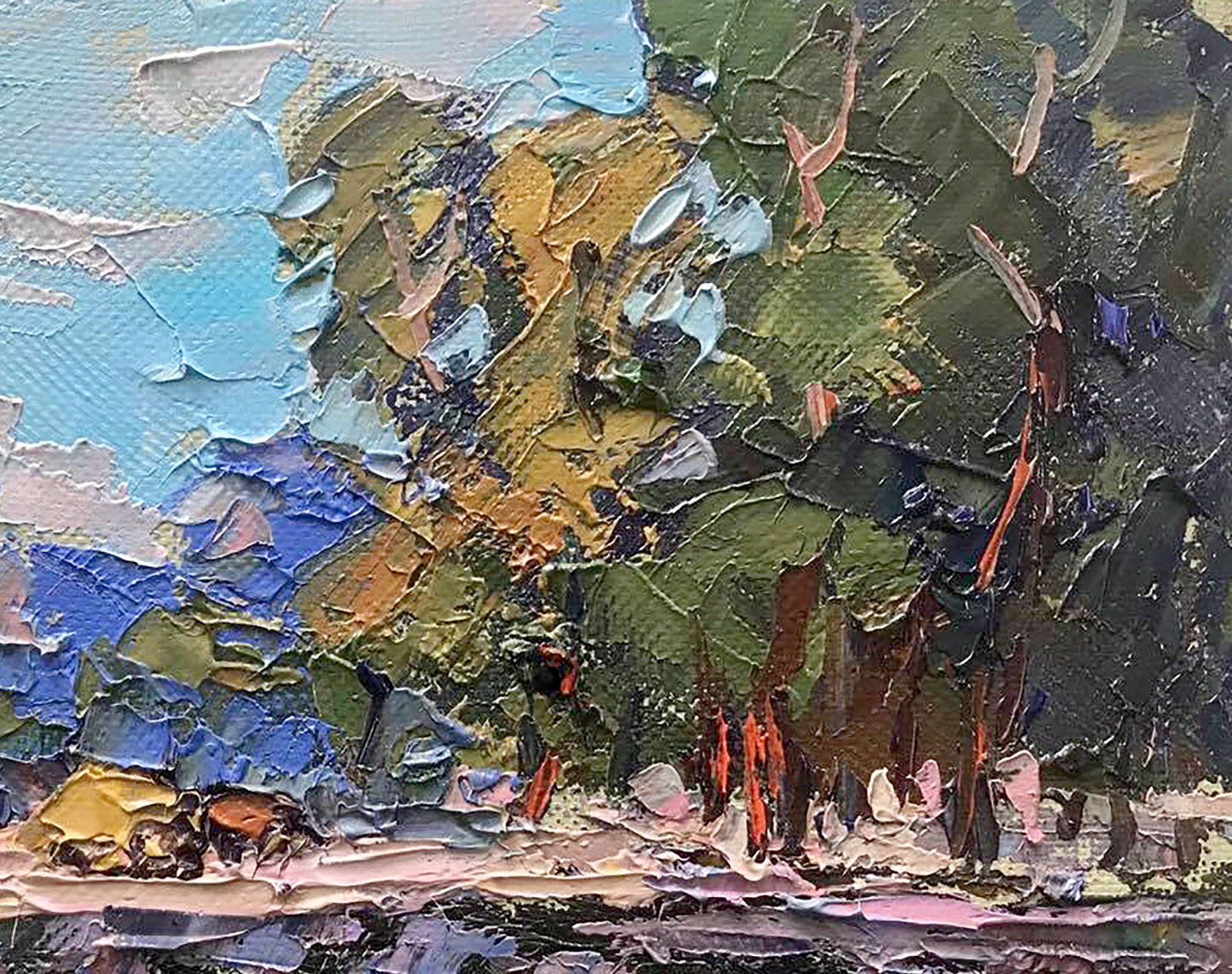 Oil painting  pond 