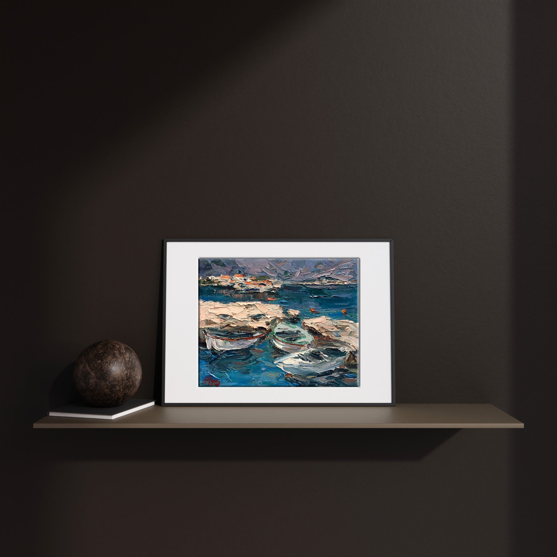 Oil painting Boats Landscape 