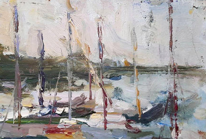 Oil painting City River Landscape 