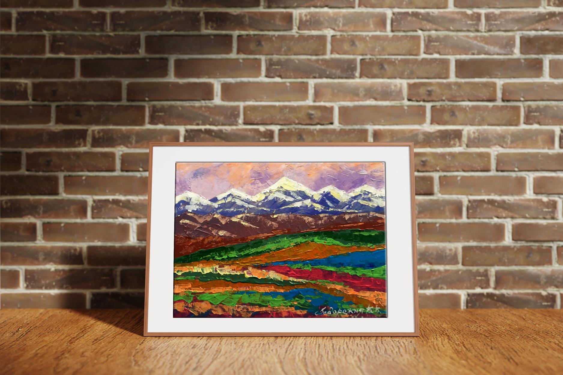 Oil painting Evening in the mountains by Zadorozhnya V. V. vibrant landscape
