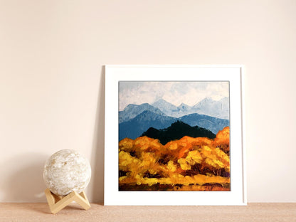 Oil painting Autumn mountains V. Zadorozhnya with white frame