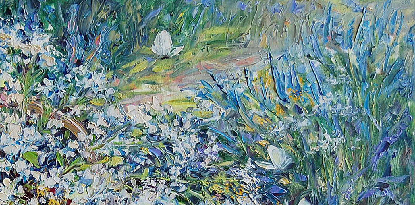 Vibrant impressionist oil painting of wildflower meadow by Artim Olga