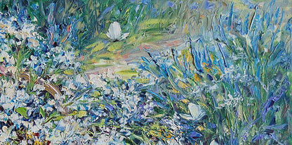 Vibrant impressionist oil painting of wildflower meadow by Artim Olga