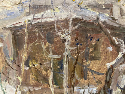 Oil painting Winter by Petrashevsky Stanislav Vasilievich, abstract expressionist textured brushstrokes