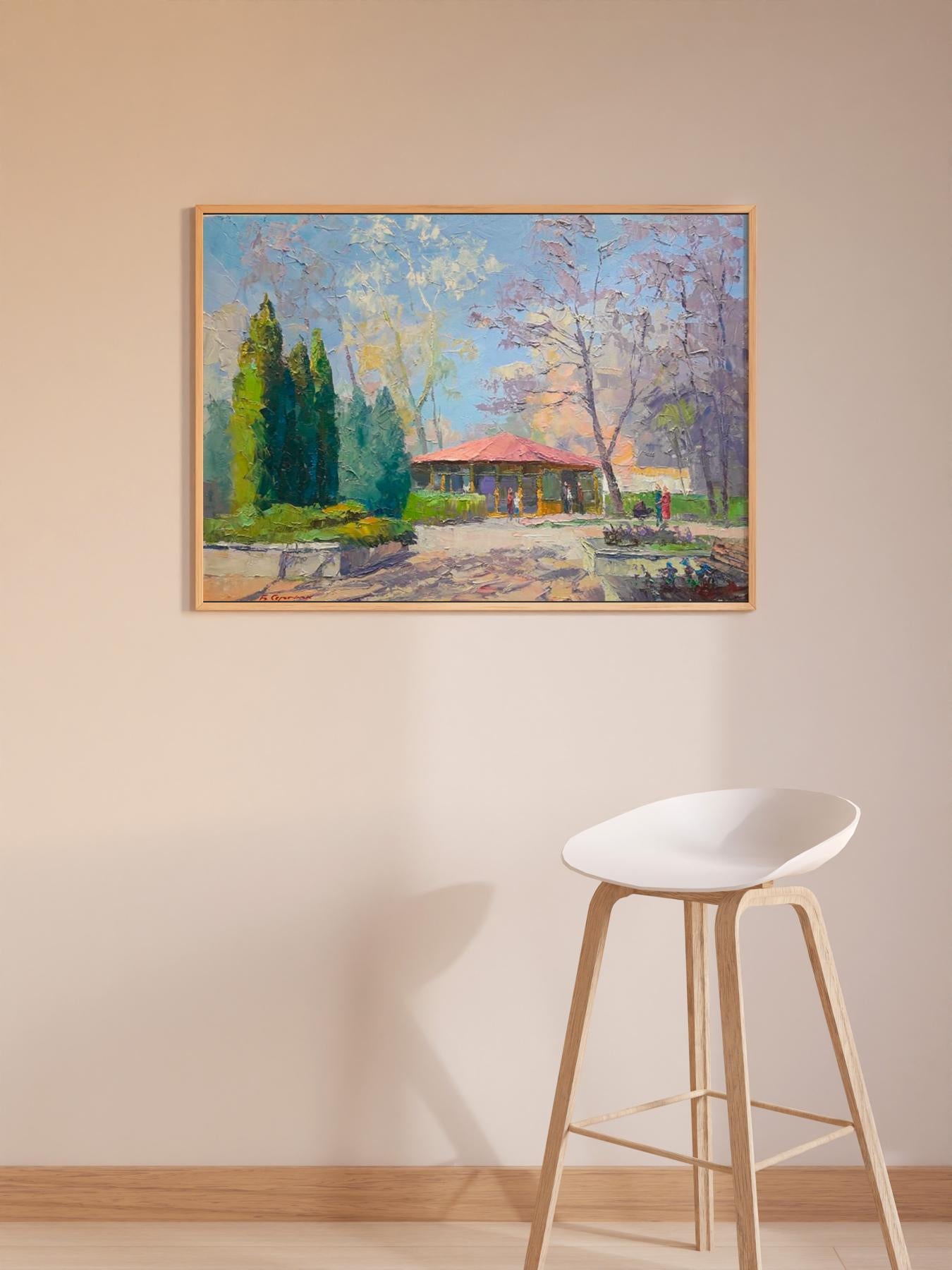 Framed impressionist oil painting Spring in the park by Serdyuk Boris Petrovich