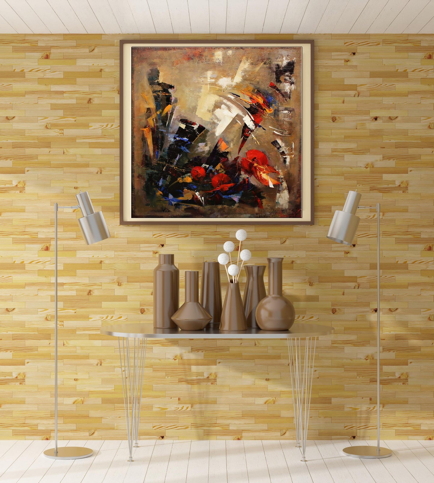 Oil painting Autumn sigh by Valentina Alekseevna Kozyar in dark brown frame