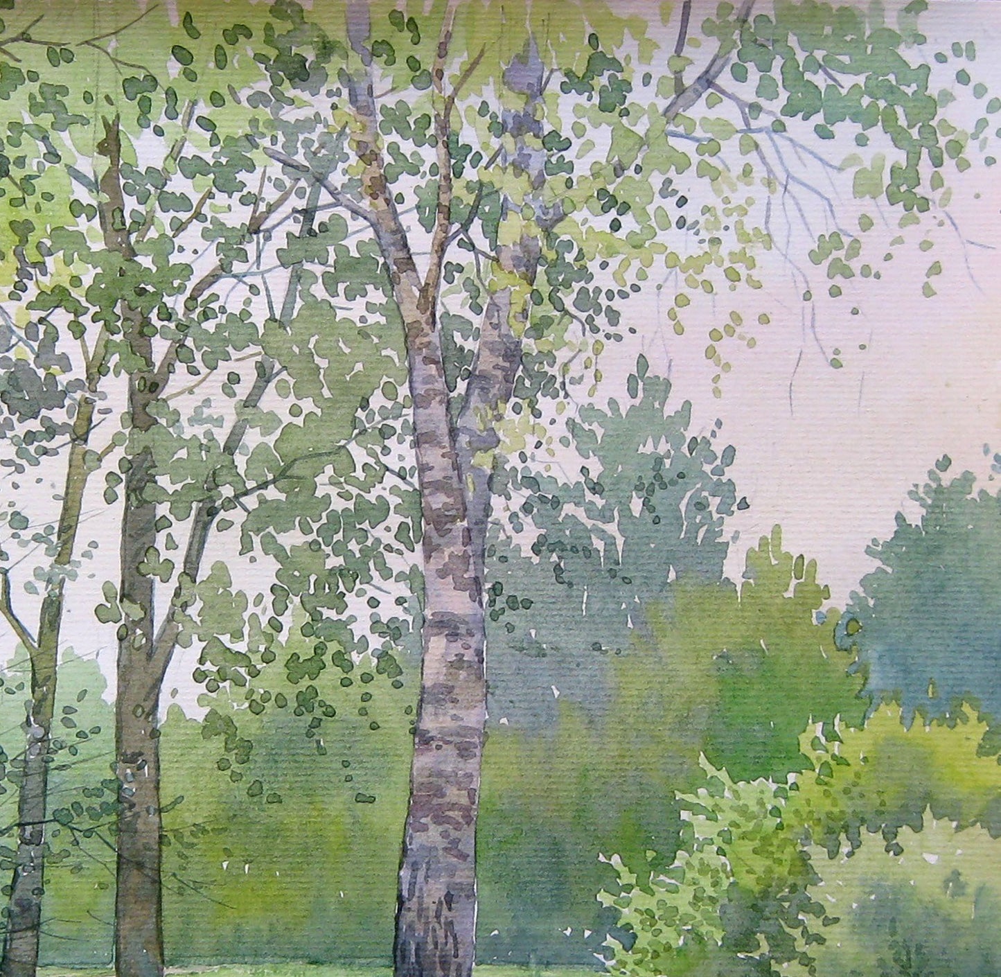 Watercolor painting Summer Nature Landscape 