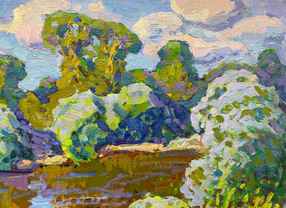 Vibrant impressionist oil painting Summer day by Ruban Grigory Savelyevich