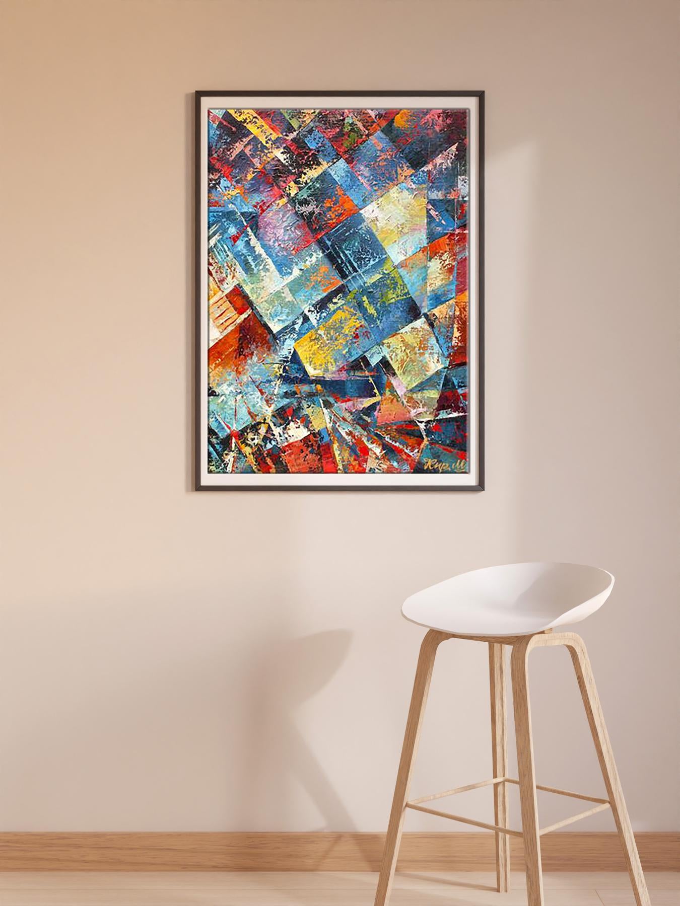 Oil painting Awakening by Kirilenko Mikhail, vibrant geometric abstract