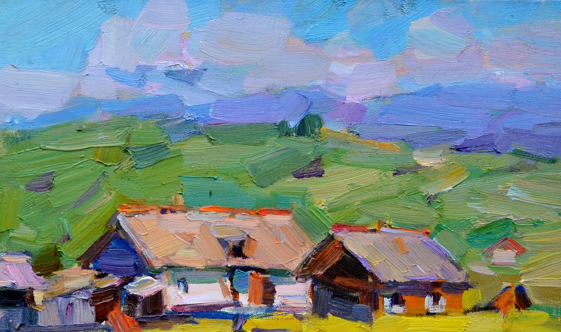 Oli painting Nature Rural landscape  Pereta Vyacheslav