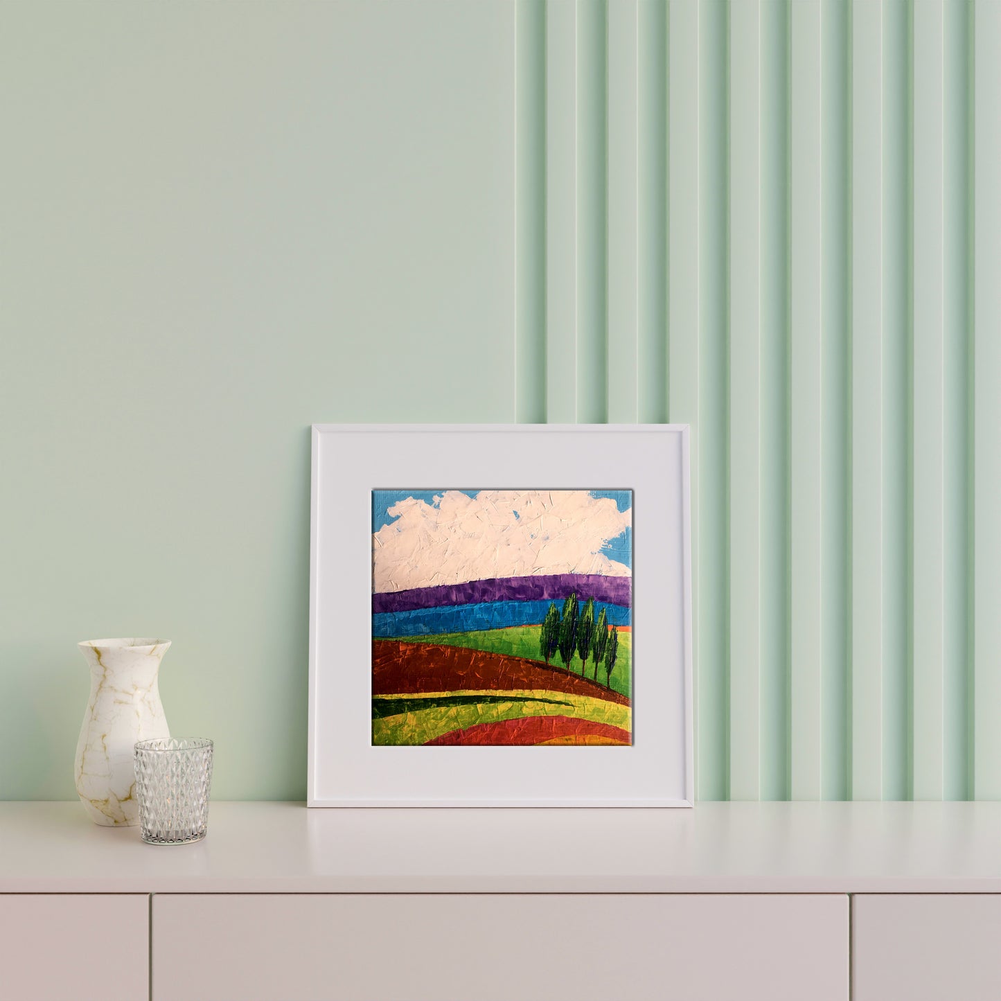 Oil painting Lonely trees in the fields Zadorozhnya V. V. abstract landscape