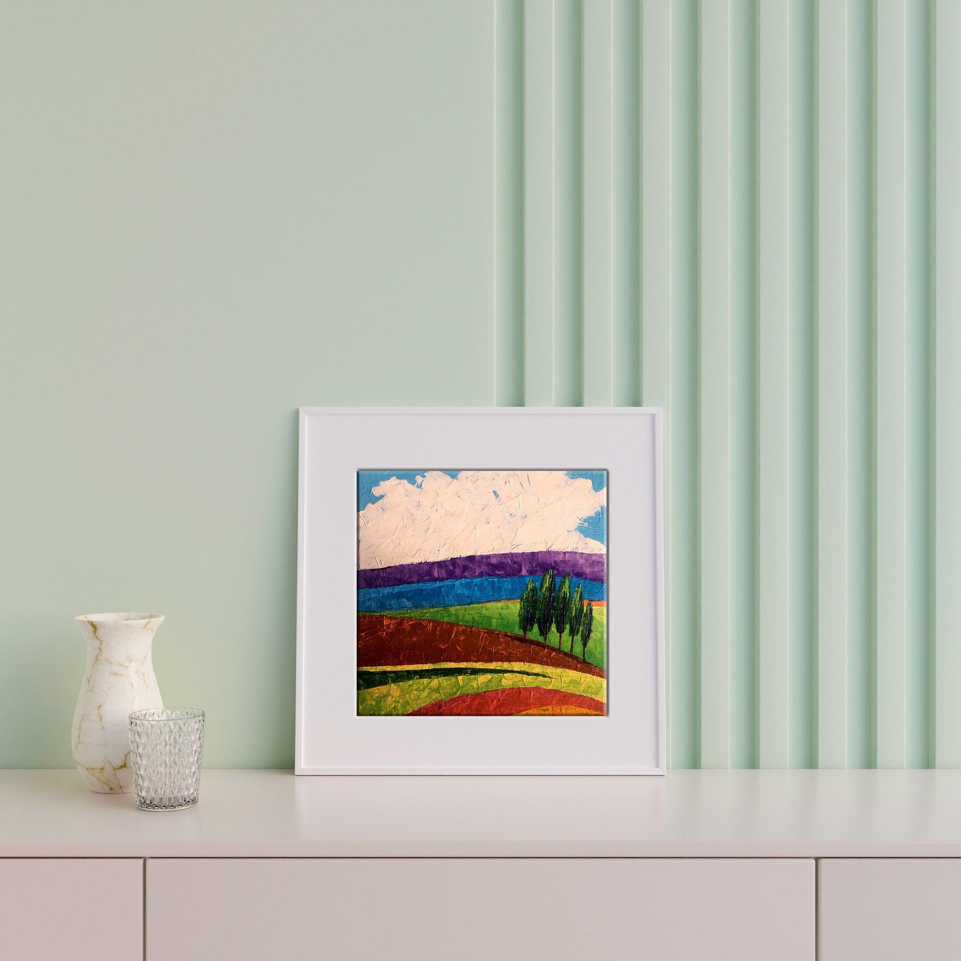 Oil painting Lonely trees in the fields Zadorozhnya V. V. abstract landscape