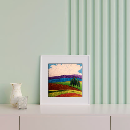 Oil painting Lonely trees in the fields Zadorozhnya V. V. abstract landscape