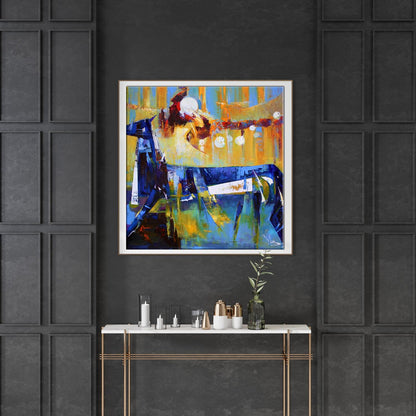 Oil painting Free skate by Valentina Alekseevna Kozyar in white frame