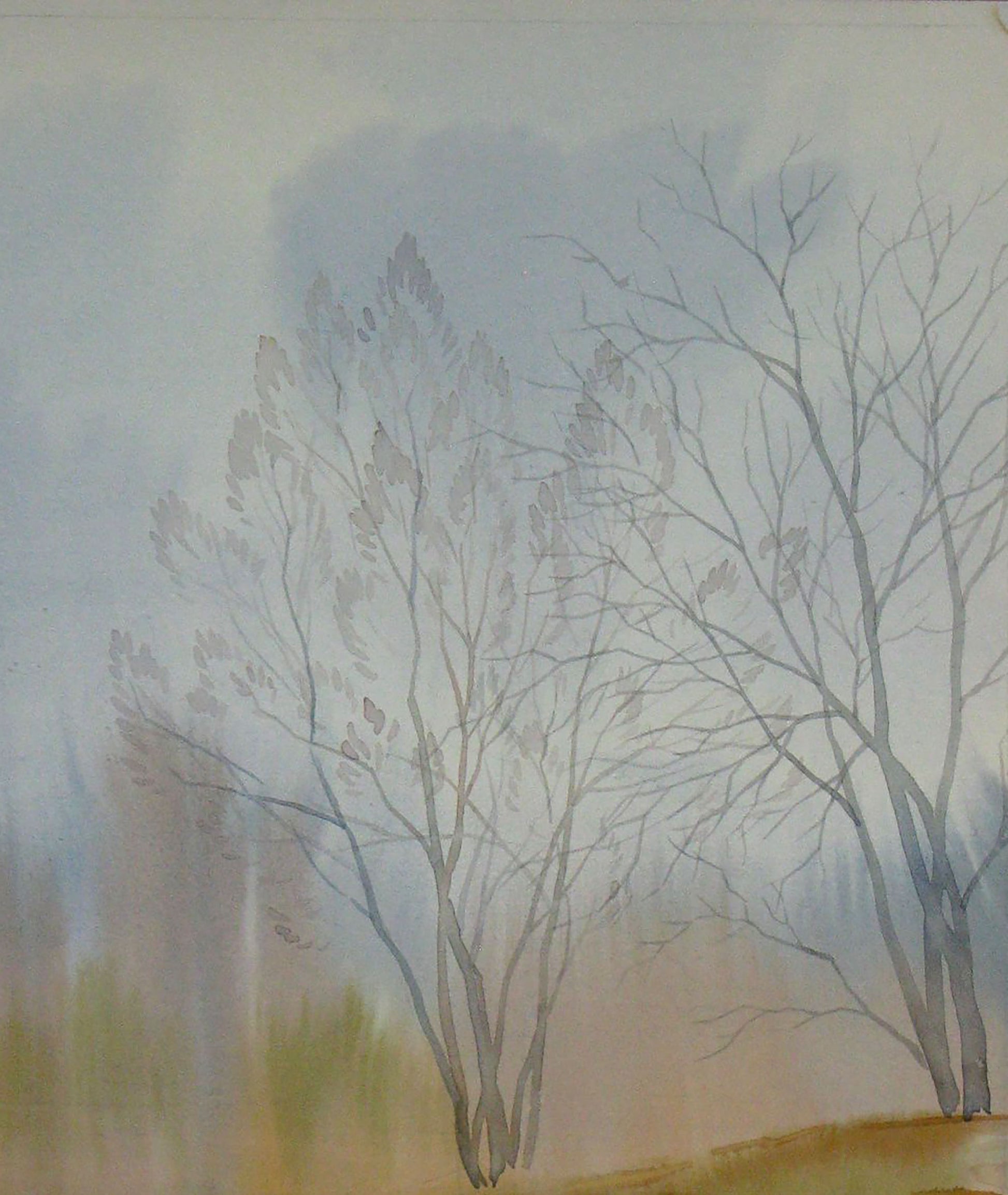 Watercolor painting Autumn Nature Landscape 