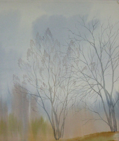 Watercolor painting Autumn Nature Landscape 