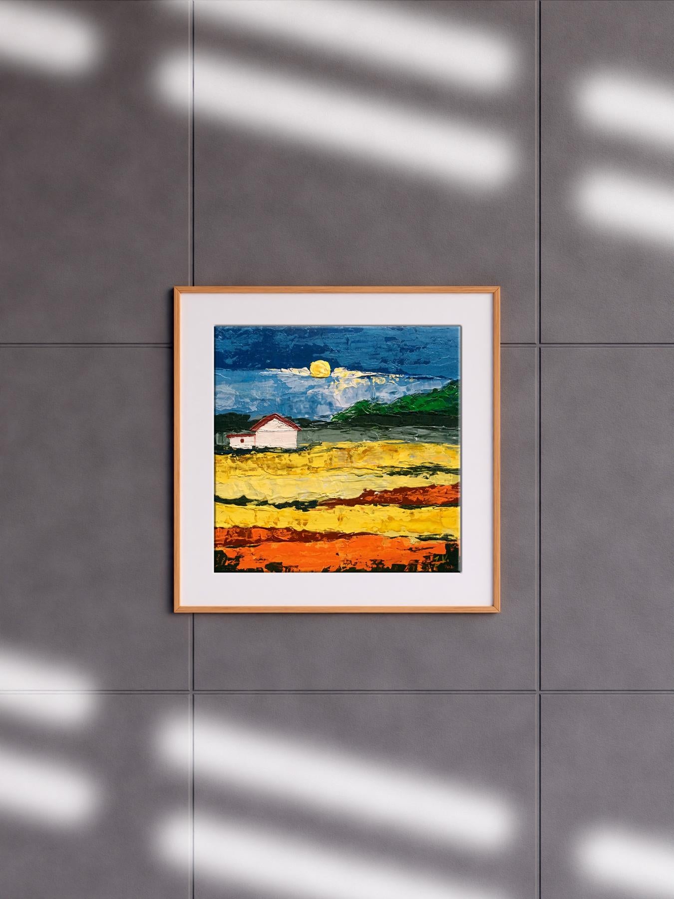 Framed Oil painting House by the coast Zadorozhnya V. V. abstract landscape