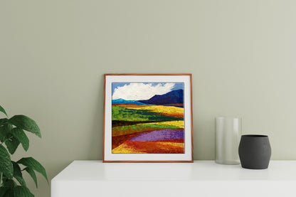 Oil painting Fields and mountains by Zadorozhnya V. V. in wooden frame