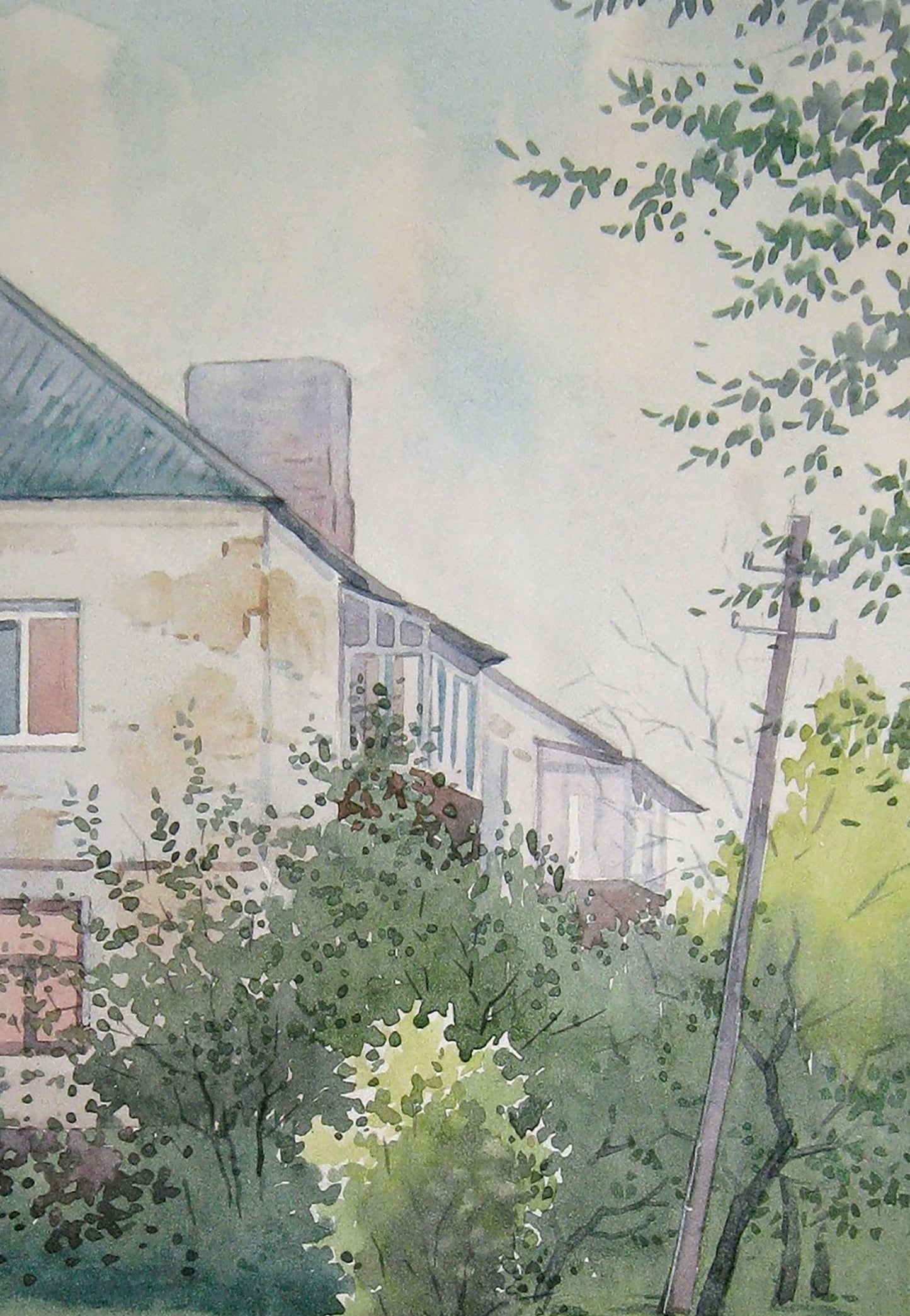 Watercolor painting Summer  Cityscape 