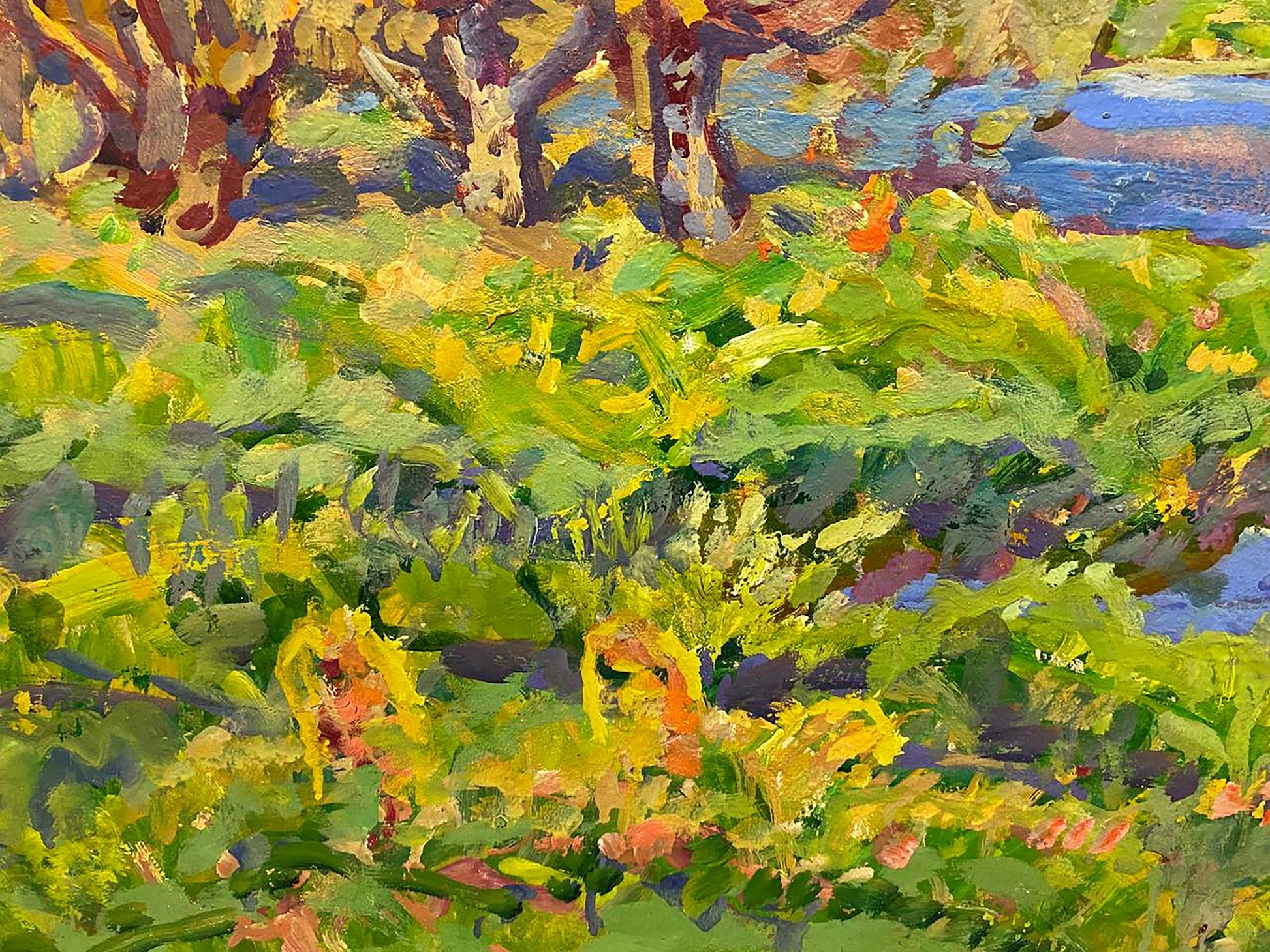Vibrant impressionist oil painting Rest in the autumn forest by Kolosovsky Georgy Sergeevich