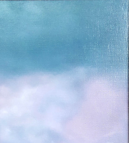 Oil painting Storm by Korkishko Vasily: pastel blue lavender sky on textured canvas