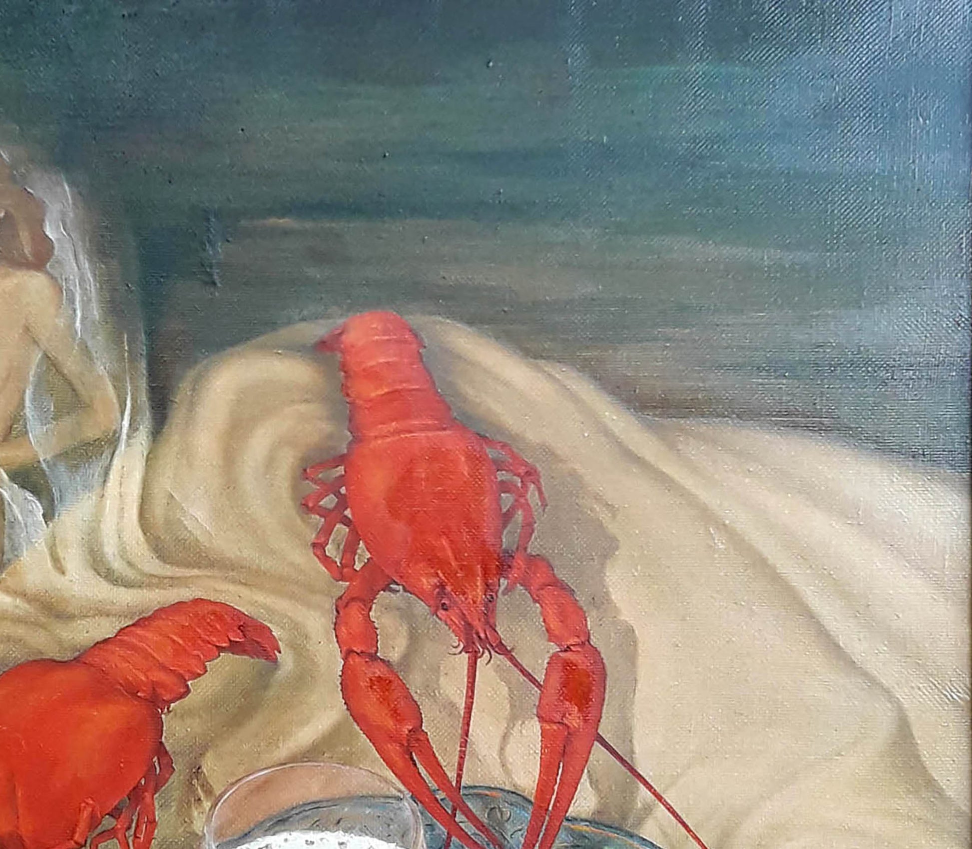 Vibrant red lobster oil painting by Korkishko Vasily on canvas