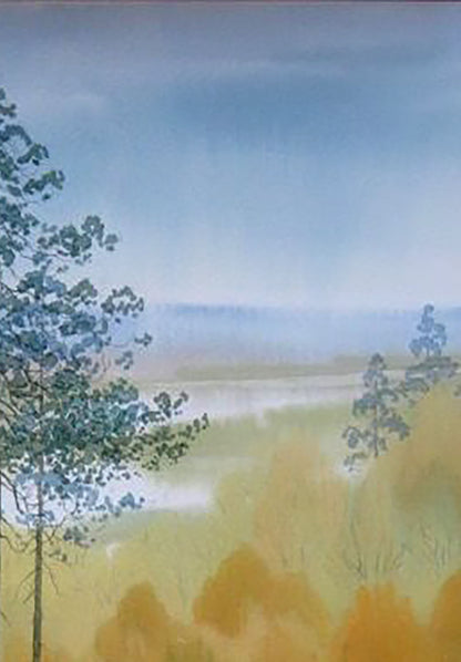 Watercolor painting Autumn Nature Landscape 