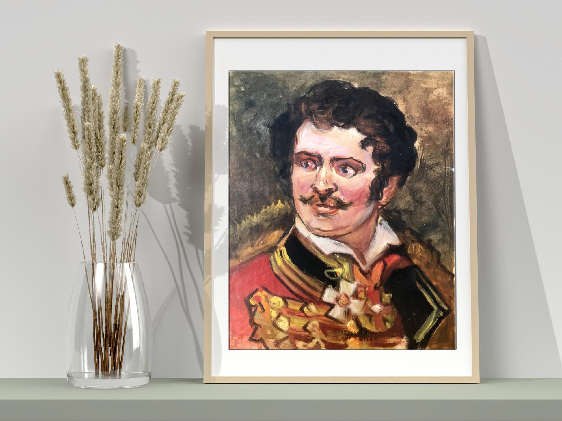 Oil painting portrait of Alexander Litvinov in ornate military uniform