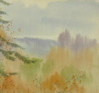 Forest in October, a watercolor by Valery Savenets