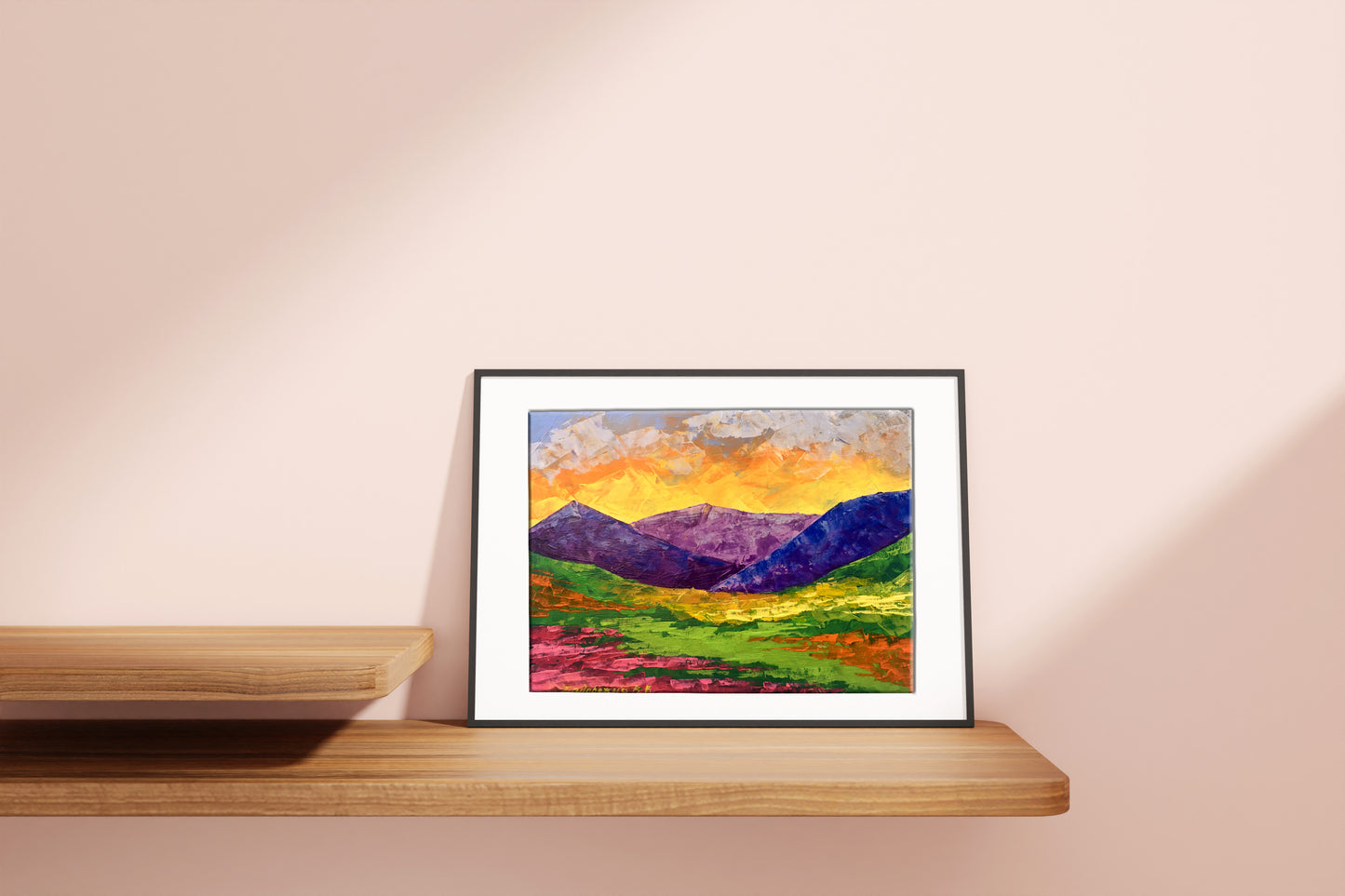 Oil painting By the Evening by V. Zadorozhnya in black frame
