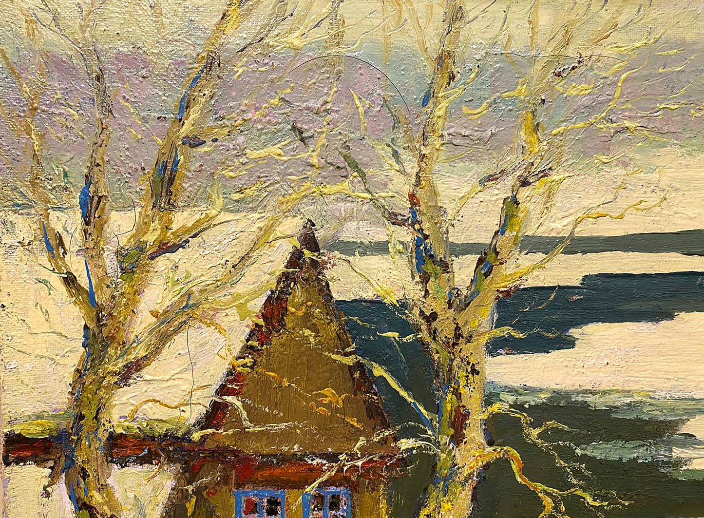 Oil painting of snow-covered house by Shariy Anatoly Ivanovich