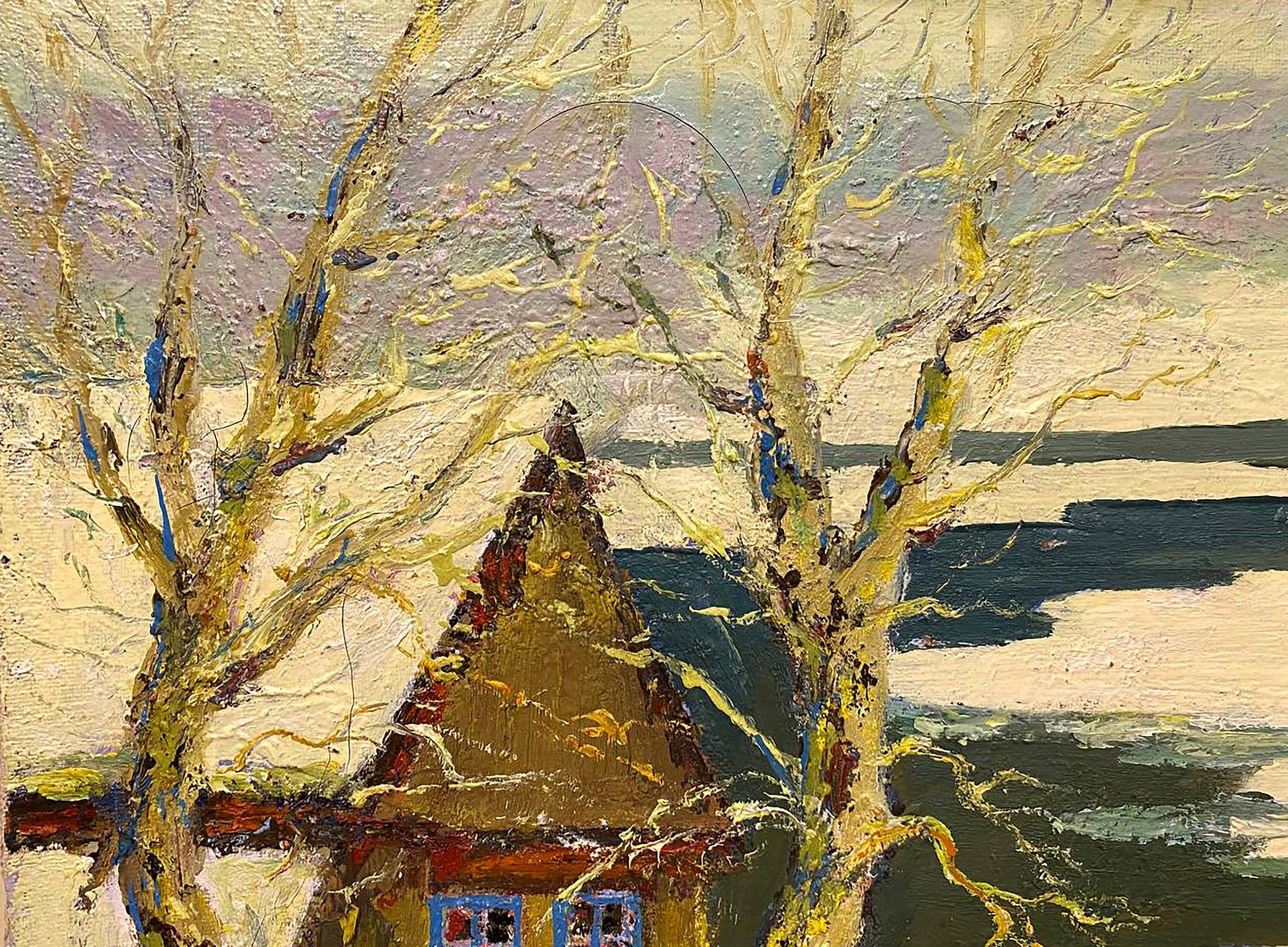Oil painting of snow-covered house by Shariy Anatoly Ivanovich