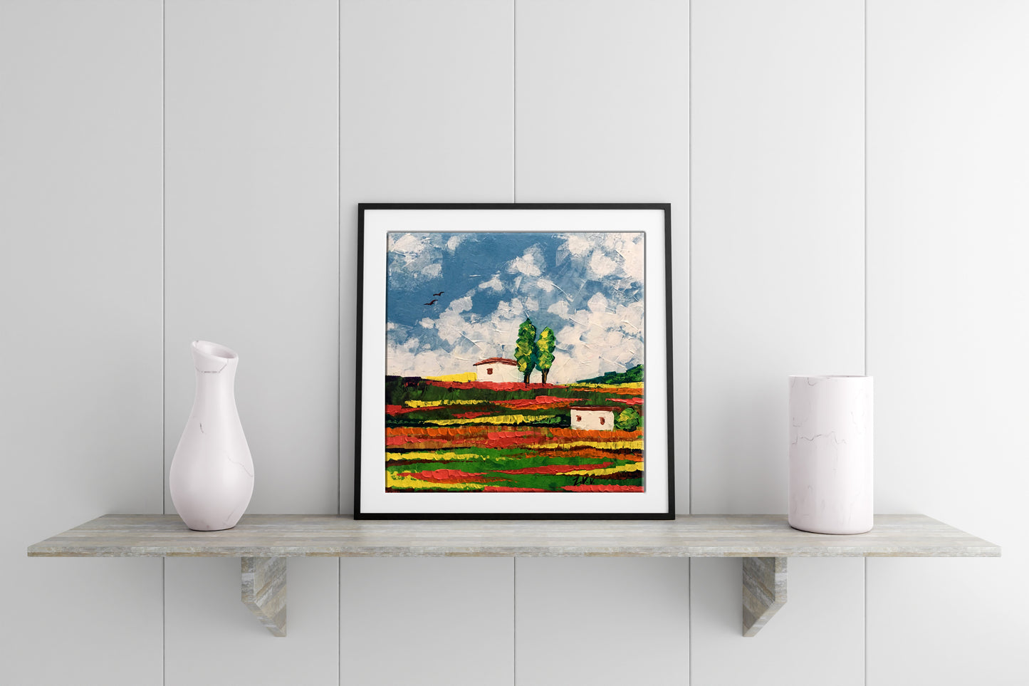 Framed oil painting Somewhere in the field by Zadorozhnya V. V. abstract landscape