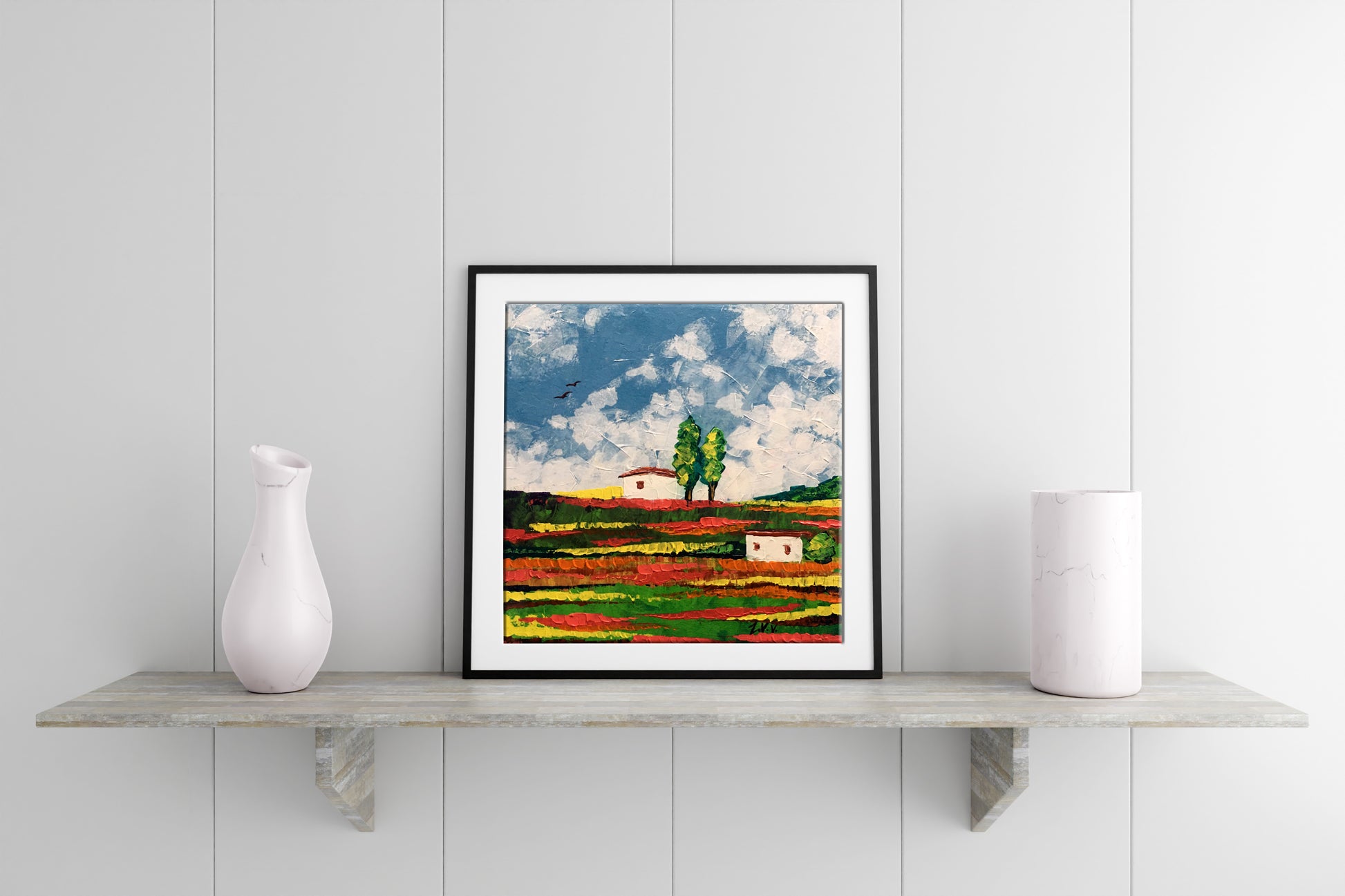 Framed oil painting Somewhere in the field by Zadorozhnya V. V. abstract landscape