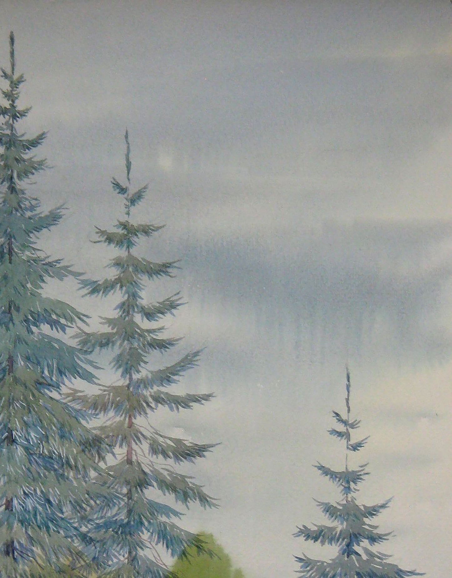 Watercolor painting Nature Landscape Village 