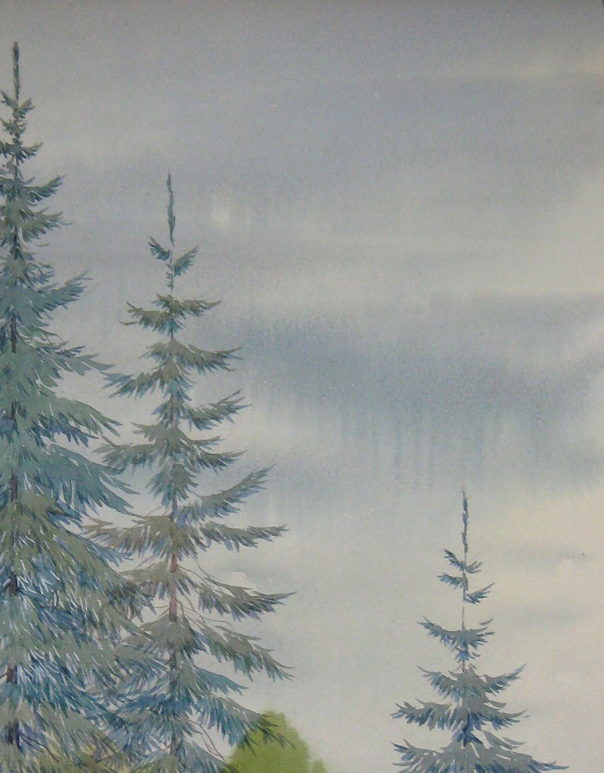 Watercolor painting Nature Landscape Village 