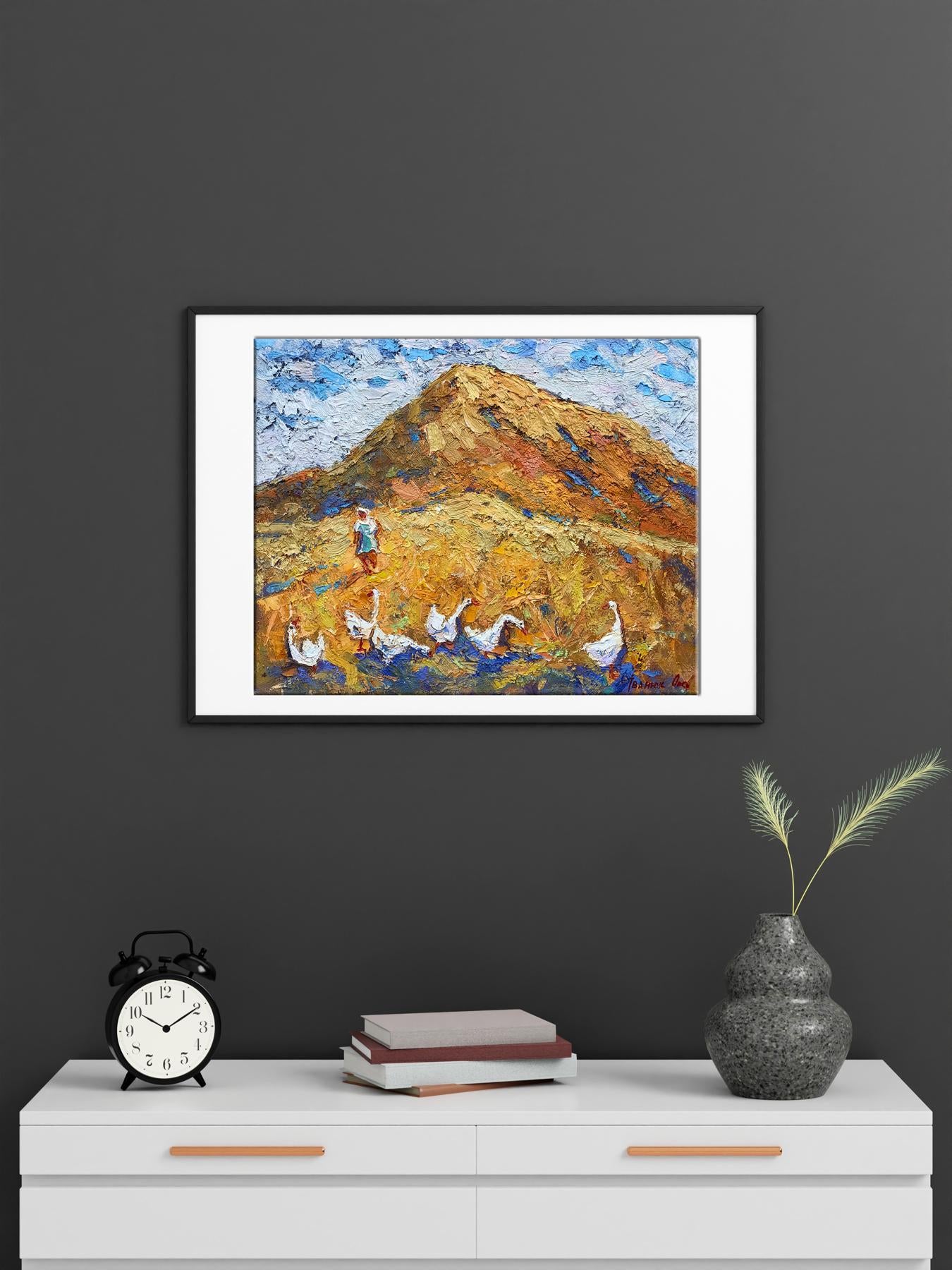 Oil Painting Nature Landscape Village 