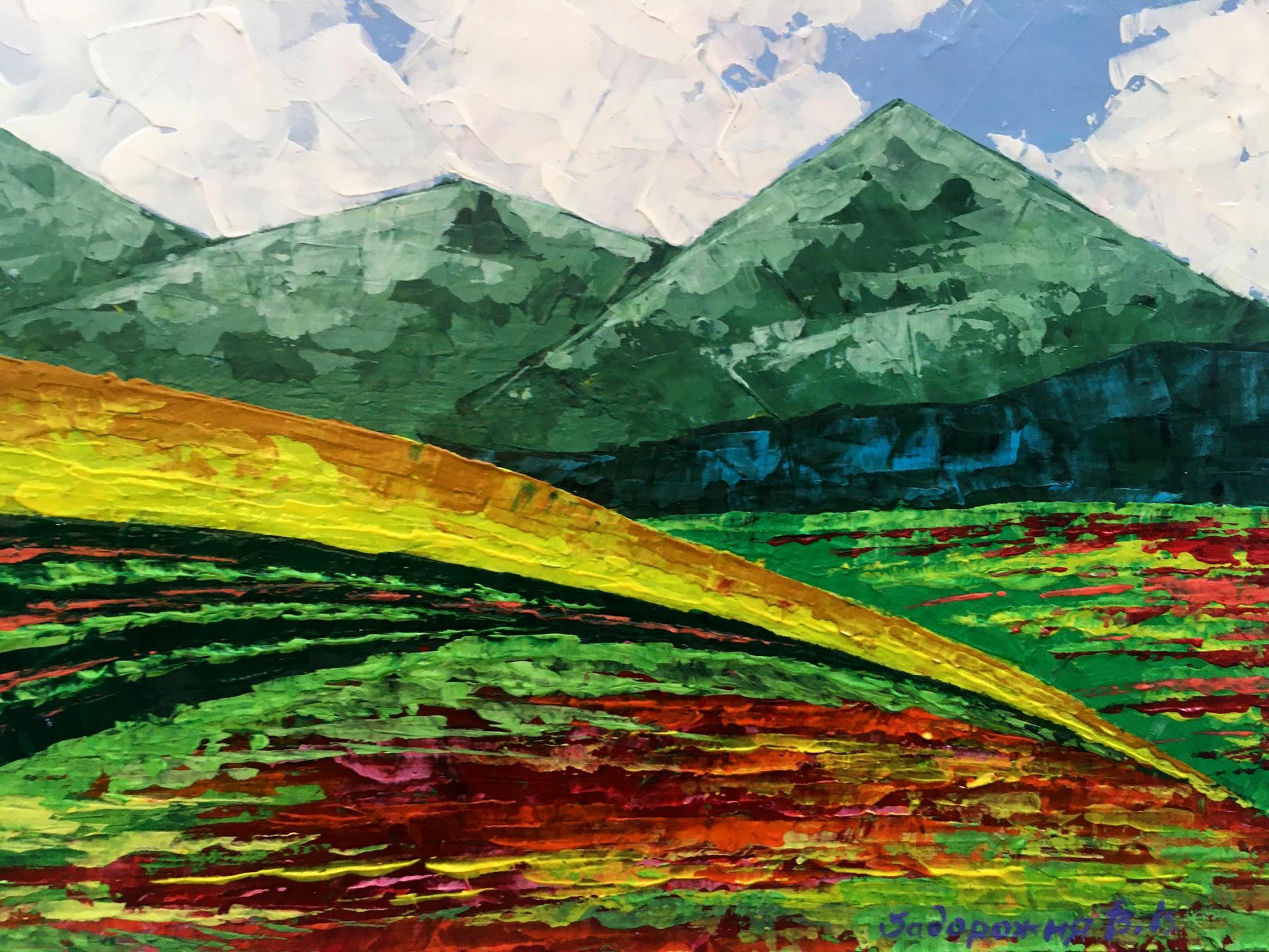 Vibrant oil painting Summer in the mountains by Zadorozhnya V. V
