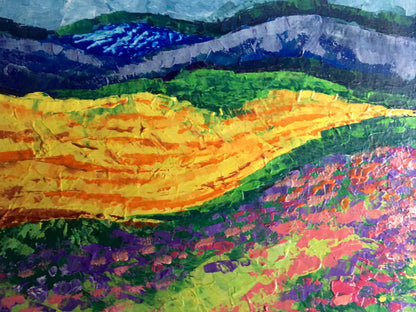 Vibrant Carpathians oil painting by V. Zadorozhnya with textured orange hills