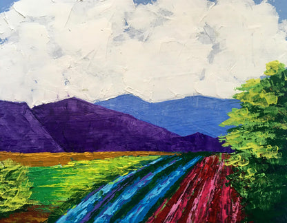 Oil painting Vineyards in the mountains by V. Zadorozhnya