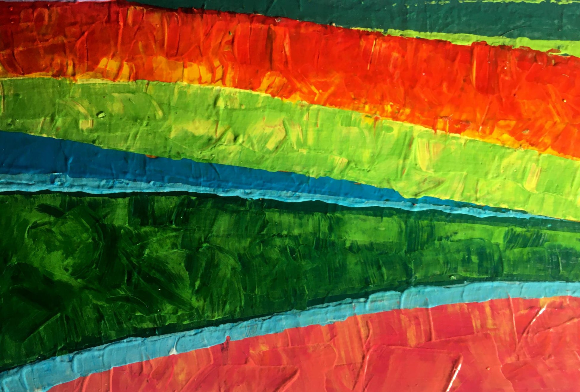 Vibrant rainbow stripes oil painting Beyond the Mountains by Zadorozhnya V. V