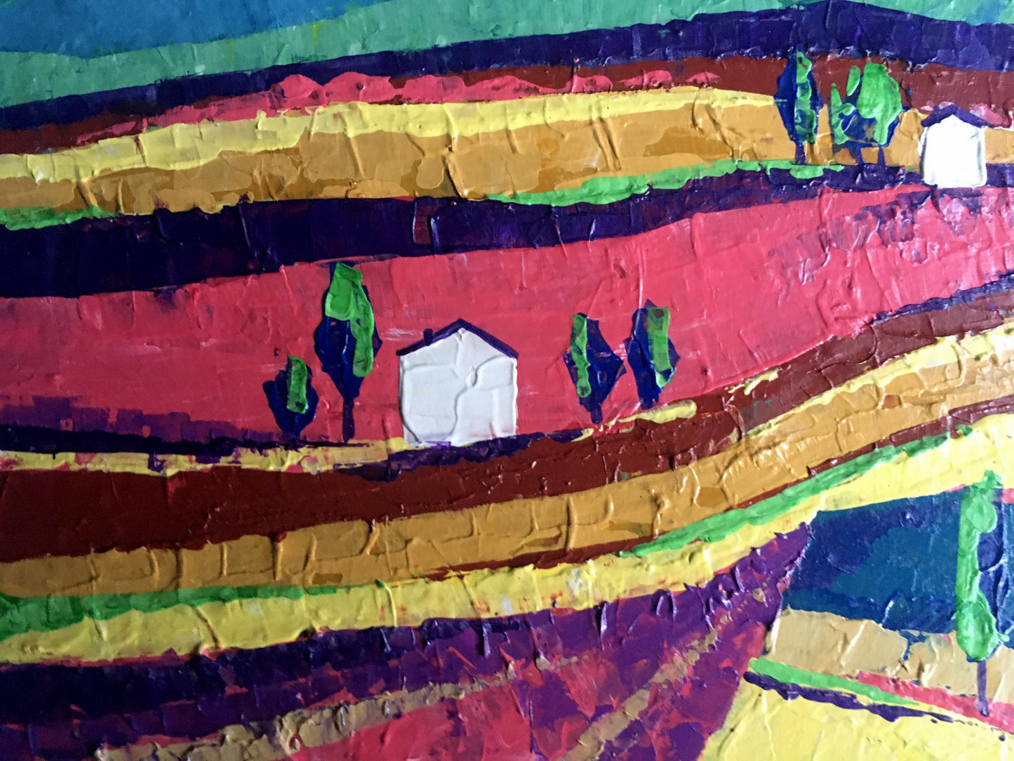 Oil painting Colorful fields on a sunny day by V. Zadorozhnya