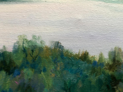 Oil painting of sunset behind mountains by Serdyuk Boris Petrovich