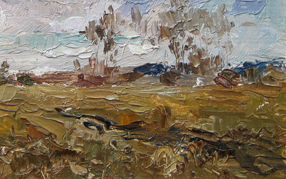 Oil painting Glade with trees. Etude of Valery Savenets