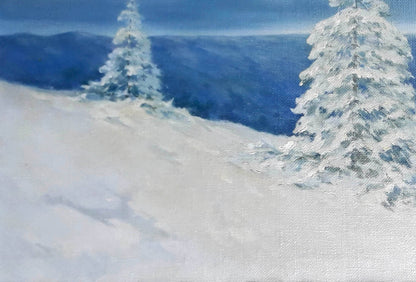 Oil painting Walk through the winter mountains by Vasily Korkishko