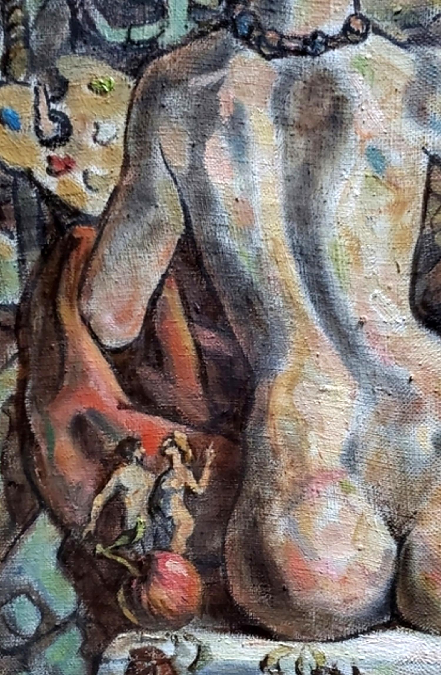 Textured impressionistic oil painting of nude figure’s back by Litvinov Daniil Olegovich