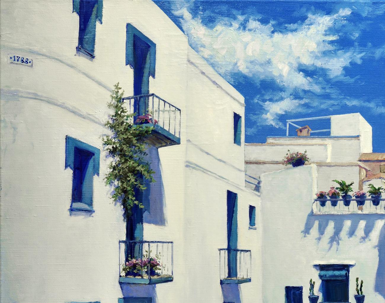 Oil painting Sunny Cityscape