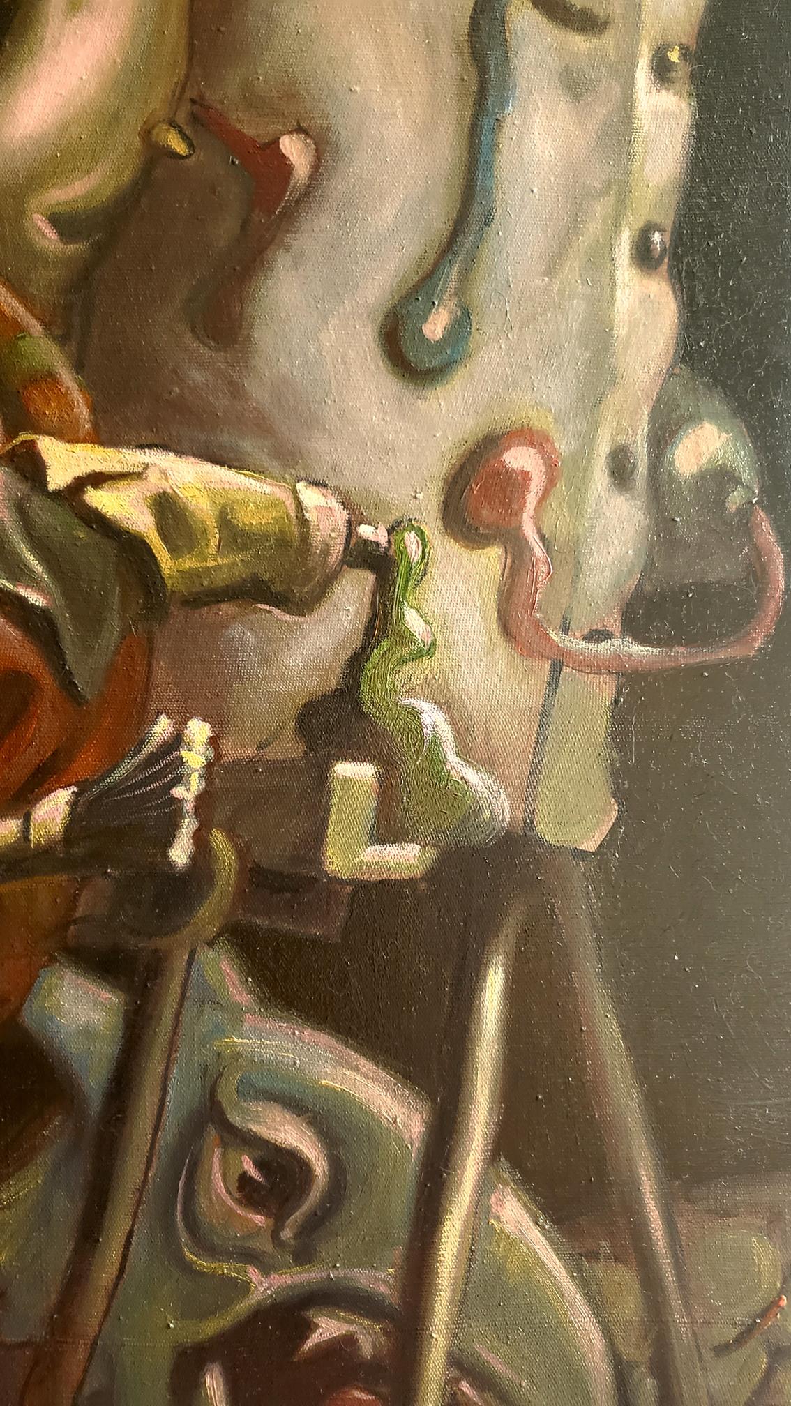 Surreal biomechanical oil portrait by Litvinov Daniil Olegovich