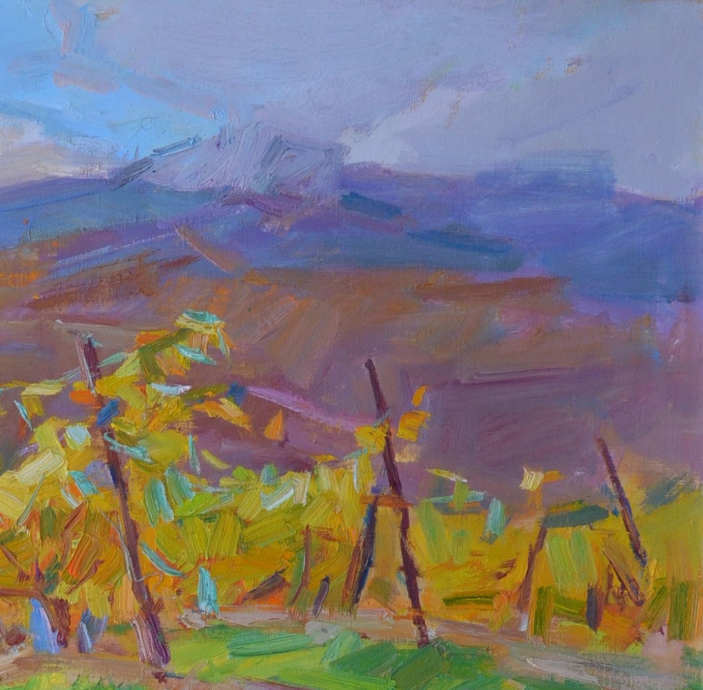 Oli painting Autumn Mountain Nature Landscape Pereta Vyacheslav
